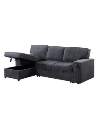 Upholstery Sleeper GREY Sectional Sofa with Storage Space