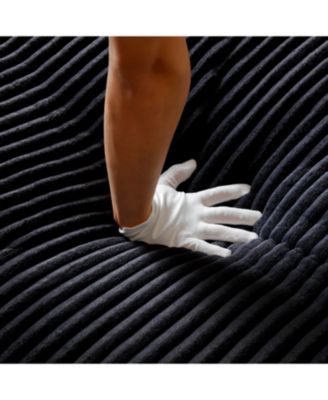 Chaise Lounge Sofa Bed, Oversized Plush Faux Fur Couch - Black