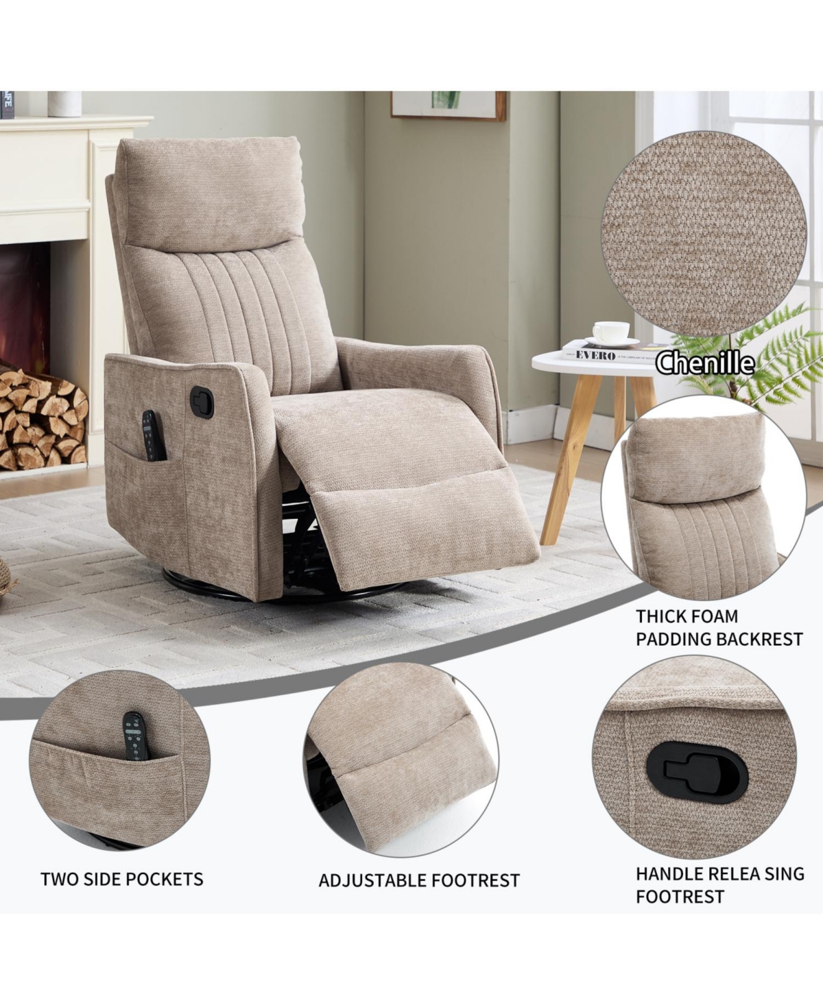 Streamdale Furniture Streamdale Heat & Massage Rocker Recliner