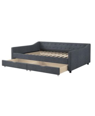 Upholstered Daybed with Drawers & Tufted Back