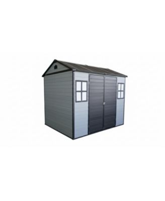 8x6ft Resin Garden Shed with Floor & Windows - Grey/Black
