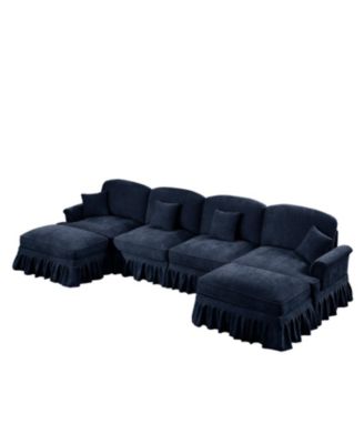 Classic U-Shape Sectional Sofa with Ottomans
