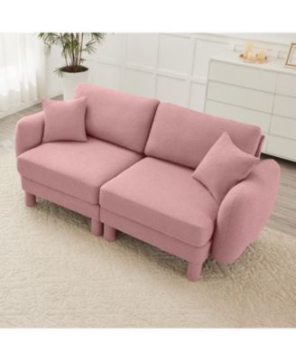 Streamdale Pink Boucle 2-Seater Loveseat Sofa with Shell Armrests