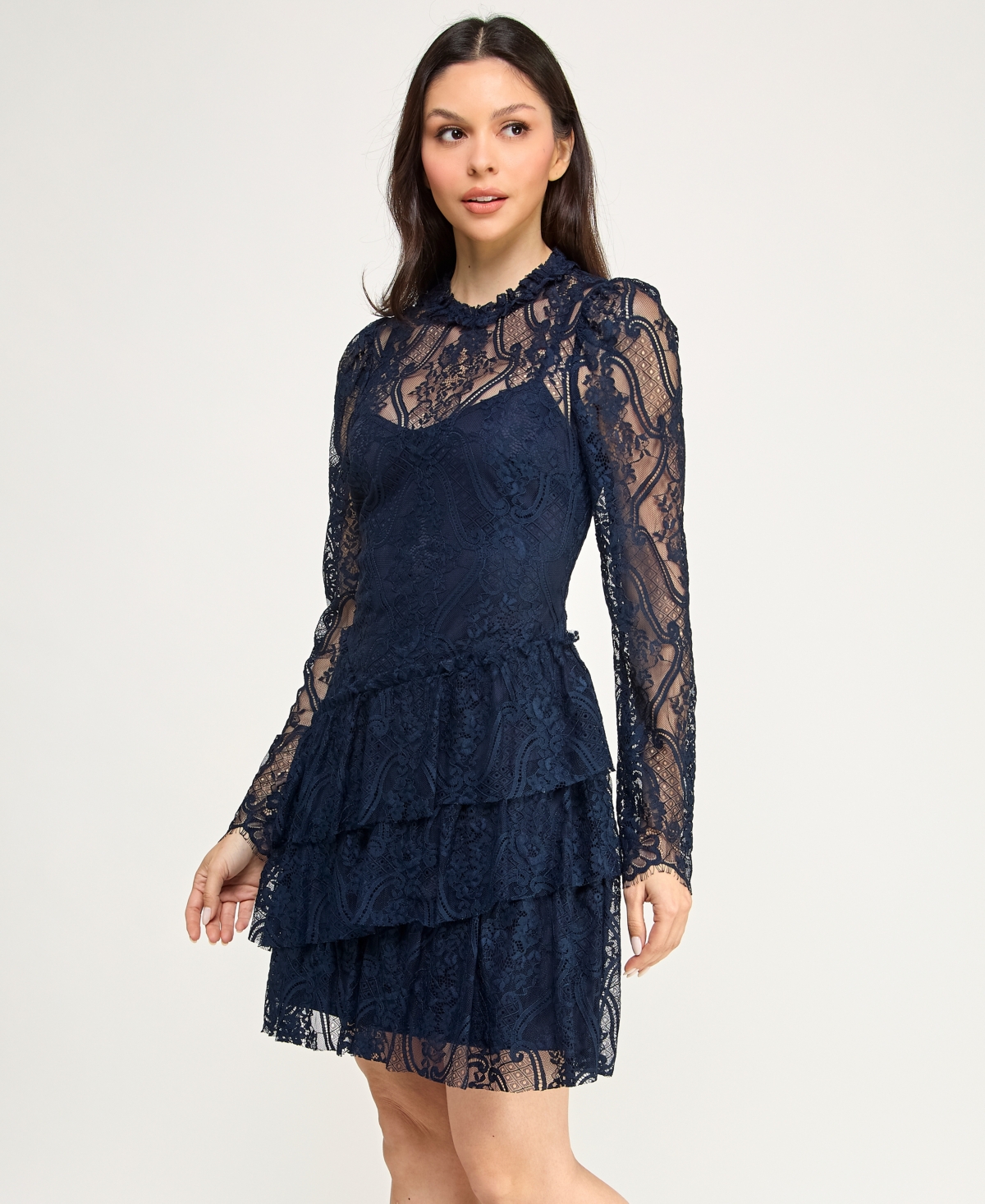 Row A Women's Long-Sleeves 3 Tier Dress