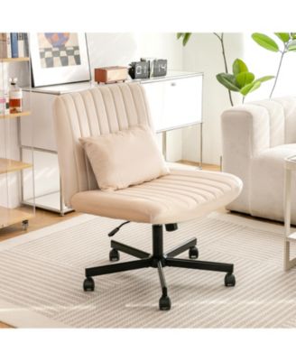 Velvet Criss Cross Armless Office Chair with Wheels