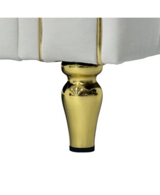 Modern Plush 3-Seater Sofa with Pillows & Metal Legs