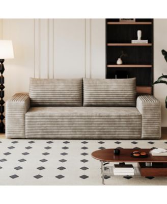 Camel 63" Corduroy Sofa Deep Seat Loveseat No Assembly Required