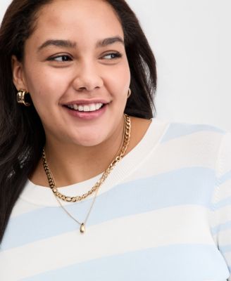 Trendy Plus Size Striped Long-Sleeve Sweater