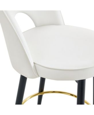 White PU Bar Chairs  Metal Legs Set of 2