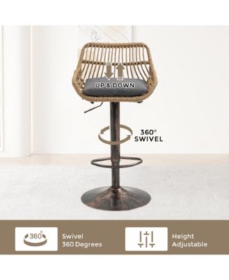 Swivel Bar Stools Set of 2 - Adjustable Gray