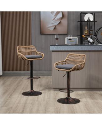 Swivel Bar Stools Set of 2 - Adjustable Gray