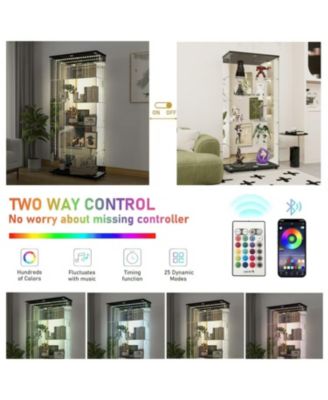 Tempered Glass Display Cabinet w/ LED, Lock, Mirror Back.