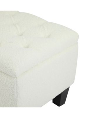 Streamdale Beige Boucle Ottoman Bench with Storage - 300 lbs Capacity
