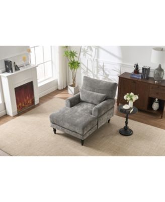 Streamdale Modern Grey Chaise Lounge Sofa Recliner