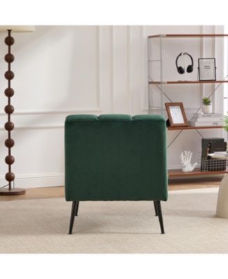 Modern Green Velvet Accent Chair with Black Legs