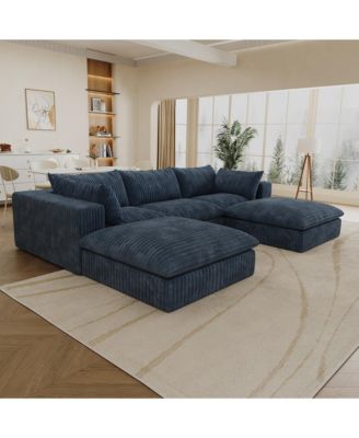 Cloud Corduroy Sofa- Deep Seat, Removable Cushions, DIY Combination