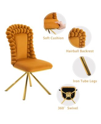 Velvet Swivel Accent Chairs, Gold Legs, Set of 2 - Orange