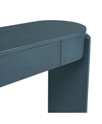 Navy Oval Console Table with Fluted Design & 2 Drawers