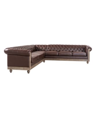 Comfy Large Sectional Sofa with Wooden Legs, Retro Style for Living Room
