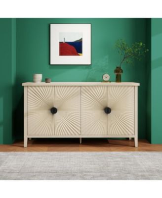 Carved 4 Door Sideboard Buffet Cabinet