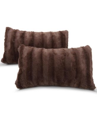 Faux-Fur 2-Pack Decorative Pillows, 12" x 20"