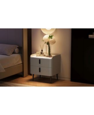 Streamdale Gray Nightstand with Marble Top & 2 Drawers