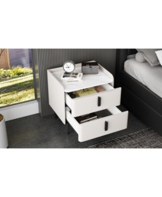 Streamdale Gray Nightstand with Marble Top & 2 Drawers