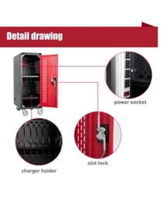 16 Bay Mobile Charging Cart for Chromebook/Tablet/Laptop.