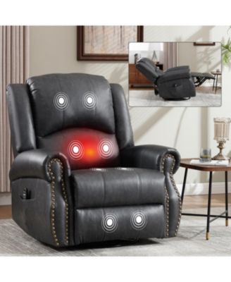Streamdale Heat Massage Rocker Swivel Recliner Chair, Grey