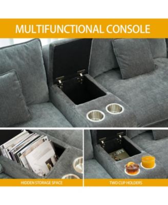 Streamdale U Shaped Cloud Couch, 144" Modular Chenille Sofa with Ottoman & Storage