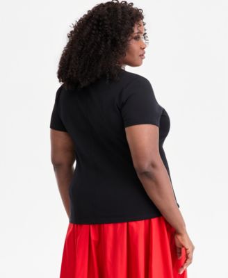 Trendy Plus Size Scoop Neck Short-Sleeve T-Shirt