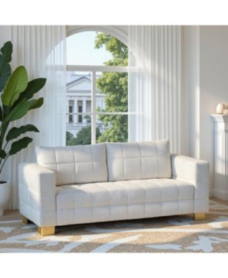 Streamdale Chenille Box-Tufted Sofa with Stainless Steel Legs