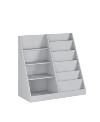 Kids Bookshelf Toy Storage Organizer, 4 Tier Wooden Bookcase, Gray