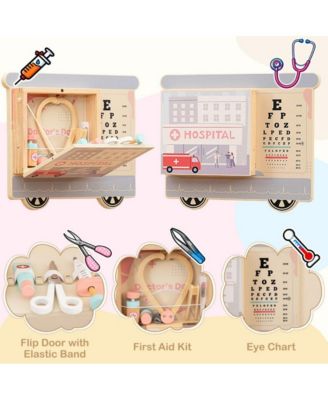 Kids Wall Mounted Sensory Activity Train with Five Skill Building Play Stations