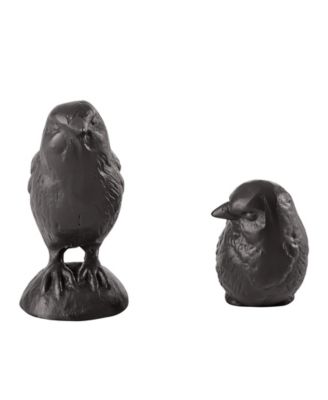 Brown Cast Iron Set of 2 Bird Sculptures