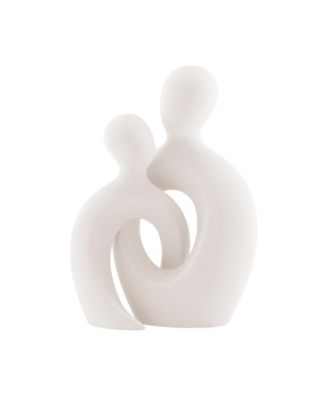 Hans White Intersecting Circle Tender Couple Matte Ceramic Sculpture