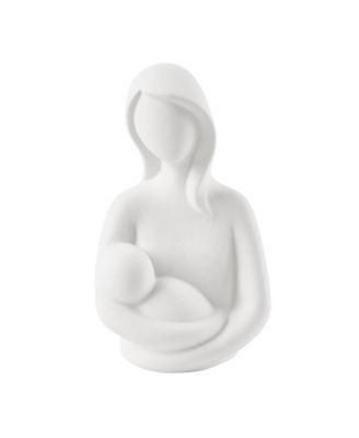 Hans White Abstract Mother Holding Baby Matte Ceramic Sculpture