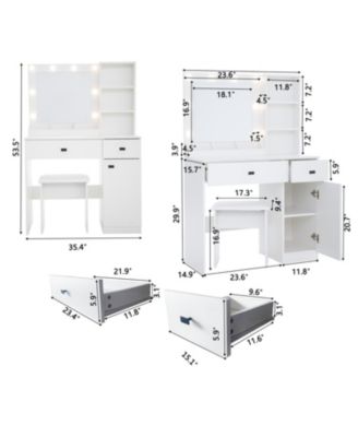 Streamdale Vanity Desk with Adjustable Lights, Drawers & Storage