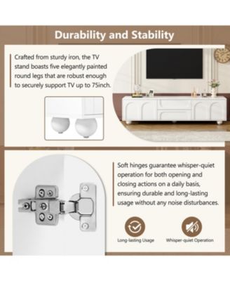 Arched Door TV Stand with Drawers for TVs up to 75", 5 Iron Legs