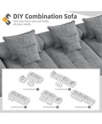 Modern Chenille Sectional Sofa with Pillows 