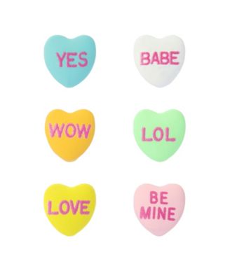 Multi-Colored Sweetheart 6-Single Stud Earring Set