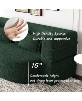 Streamdale Teddy Fabric Foam Sleeper Sofa Bed with 2 Pillows - Green