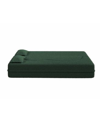 Streamdale Teddy Fabric Foam Sleeper Sofa Bed with 2 Pillows - Green