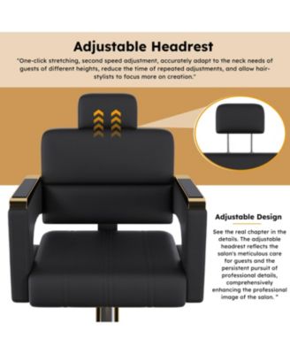 Hydraulic Barber Chair - 360 Swivel, Reclining, Black & Gold