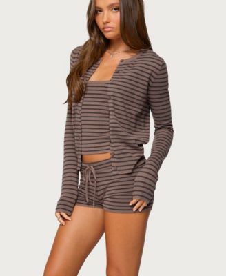 Women's Lillian Striped Button Up Knit Cardigan