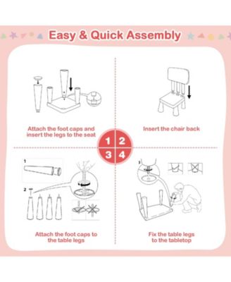 Kids Table & 2 Chairs Set Toddler Activity Play Dining Study Desk