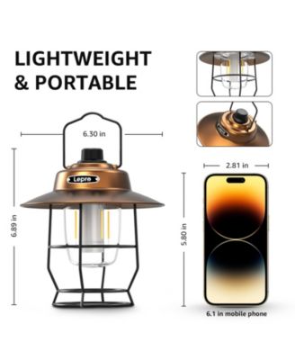 Vintage LED Rechargeable Metal Camping Lantern, Dimmable 3 Lighting Modes, Up to 450LM