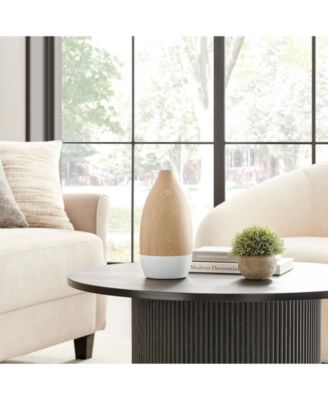 Nora Flask Teardrop Two Tone Tabletop Vase - White and Beech