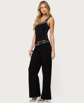 Women's Studded Built In Bra Tank Top