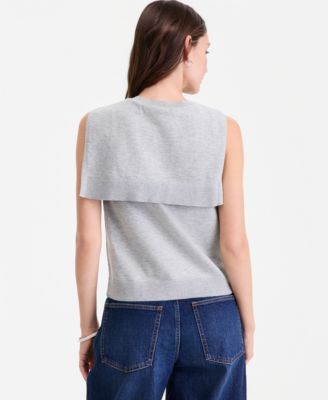 Women's Tie-Neck Sleeveless Sweater